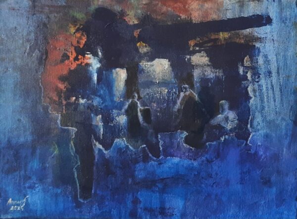 Beszélgetés 30x40 cm akril vászon