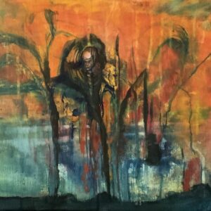 Többször átfestett fal, 38x55 cm, akril, vászon
