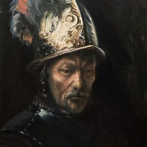 Aranysisakos katona Rembrandt tanítványa után szabadon 50x40cm akril vászon