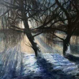 Téli fények 3. 38x46 cm, akril vászon festmény